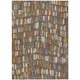 8' X 10' Chocolate Green And Blue Striped Washable Indoor Outdoor Area Rug