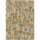 8' X 10' Gold Blue And Ivory Striped Washable Indoor Outdoor Area Rug