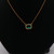 East To West Emerald W/ Diamond Halo Necklace - 14k - 16" Chain
