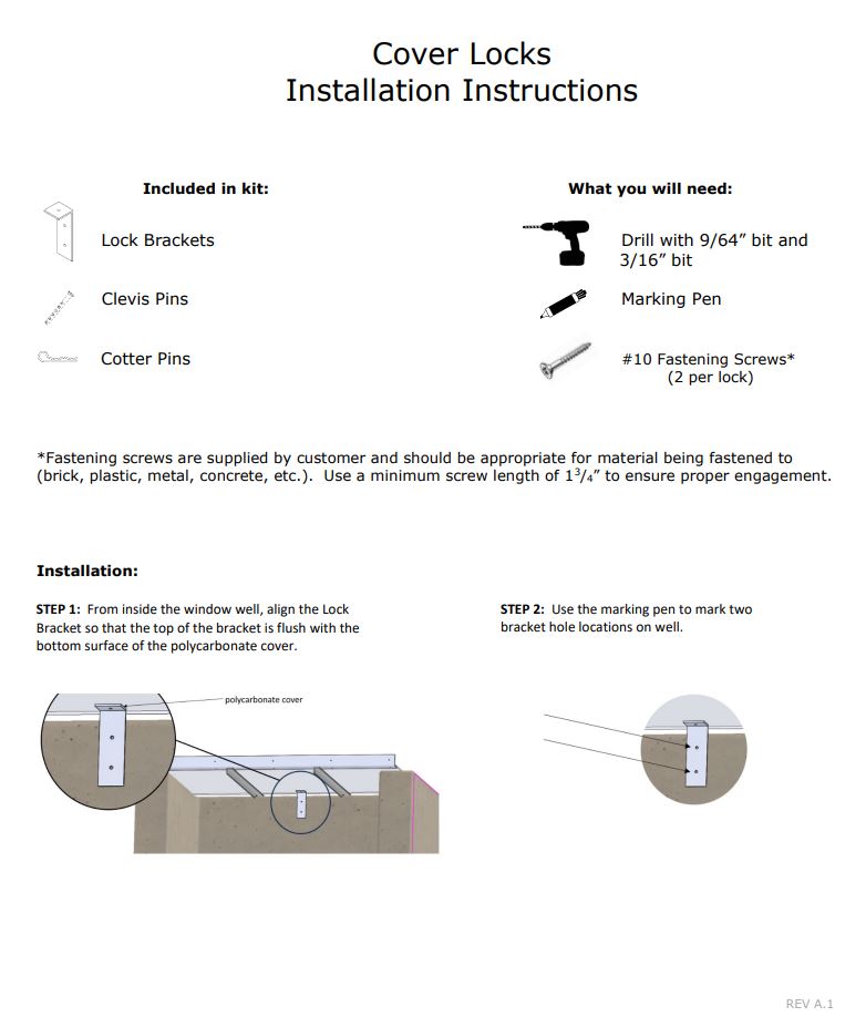 Window Well Cover Lock Set