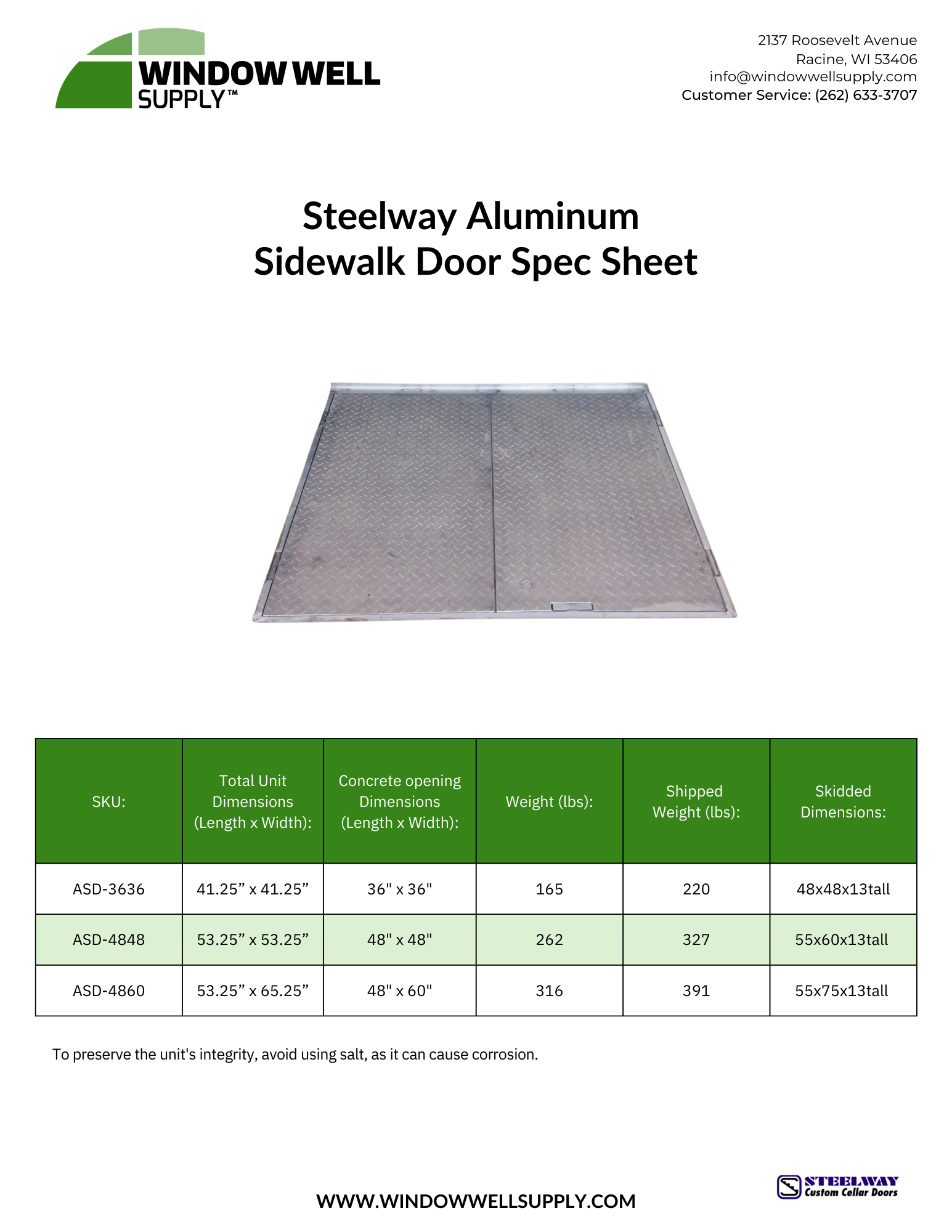Steelway Aluminum Sidewalk Door Steelway Aluminum Sidewalk Door