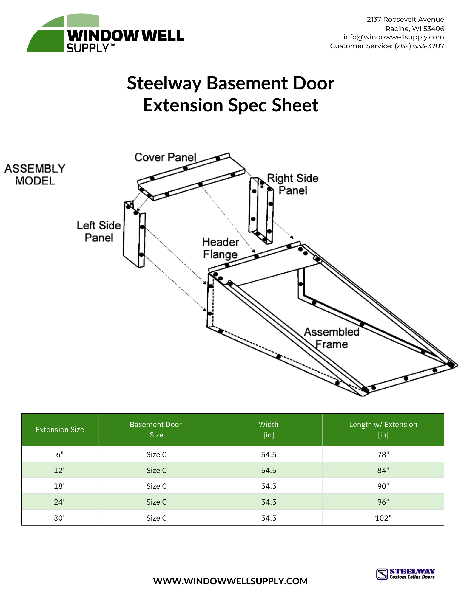 Steelway Angled Basement Door Extension