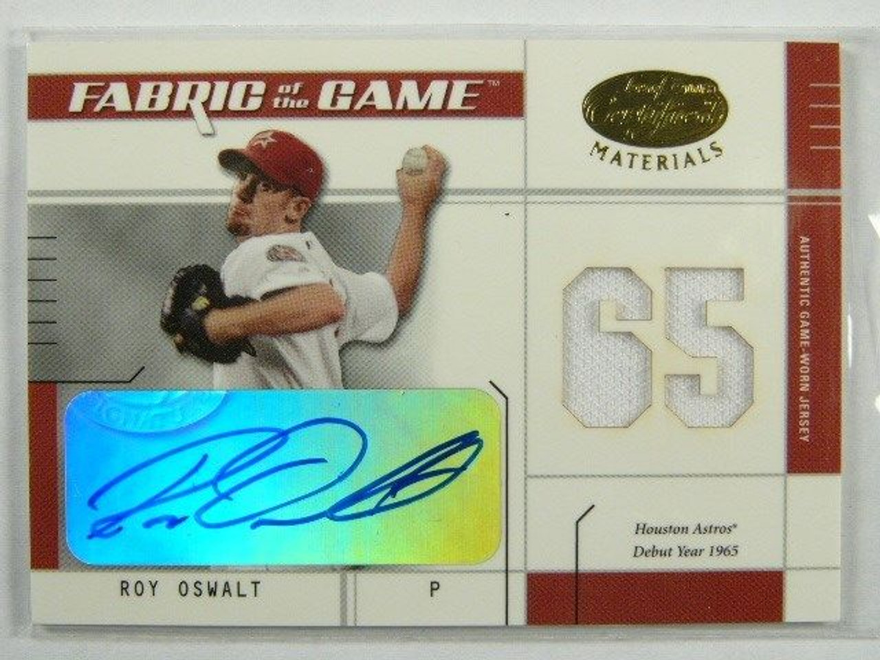 2003 Leaf Certified Fabric of the Game Roy Oswalt autograph jersey #D05/65  - Sportsnut Cards