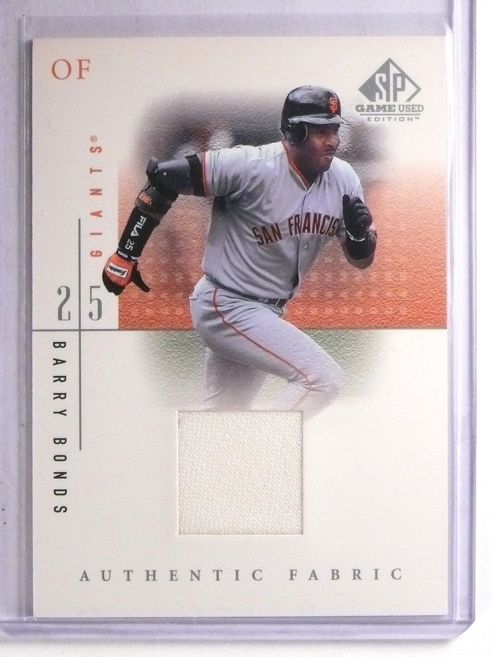 Barry Bonds Card 2001 SP Game Used Edition Authentic Fabric #BB