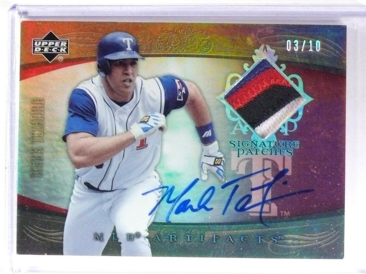 2005 Upper Deck Artifacts Mark Teixeira autograph auto 4lr patch #D03/10 -  Sportsnut Cards