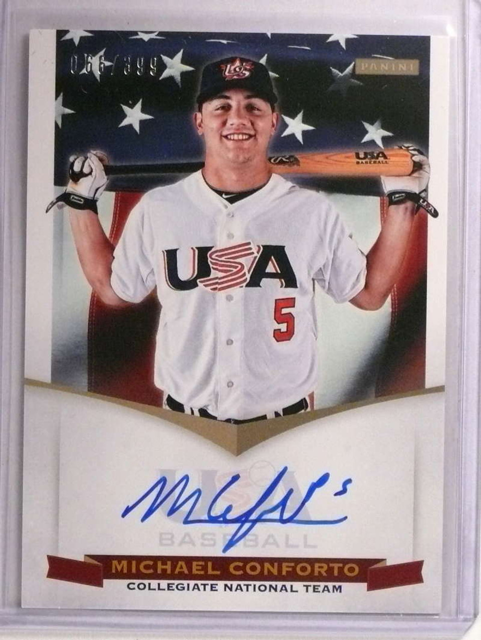 2012 Panini USA Baseball Michael Conforto autograph auto jersey #D36/99  *72573 - Sportsnut Cards