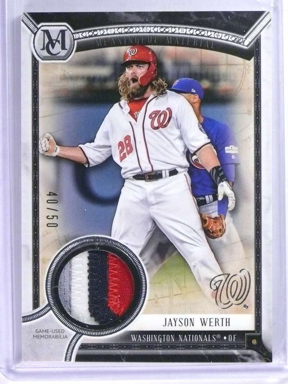 Jayson Werth player worn jersey patch baseball card (Washington