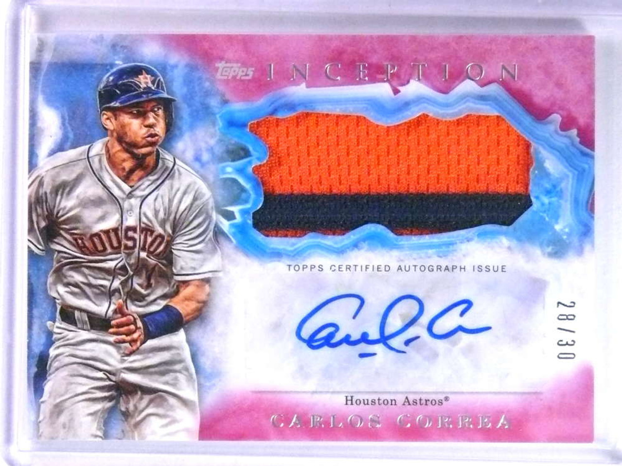 Carlos Correa player worn jersey patch baseball card (Houston