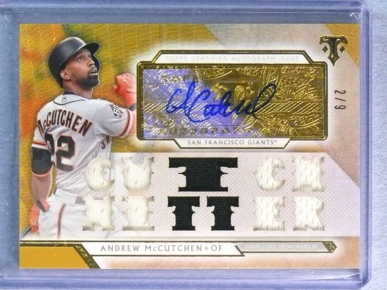 2018 Topps Triple Threads Relics Gold Andrew McCutchen Jersey Autograph  #2/9 - Sportsnut Cards