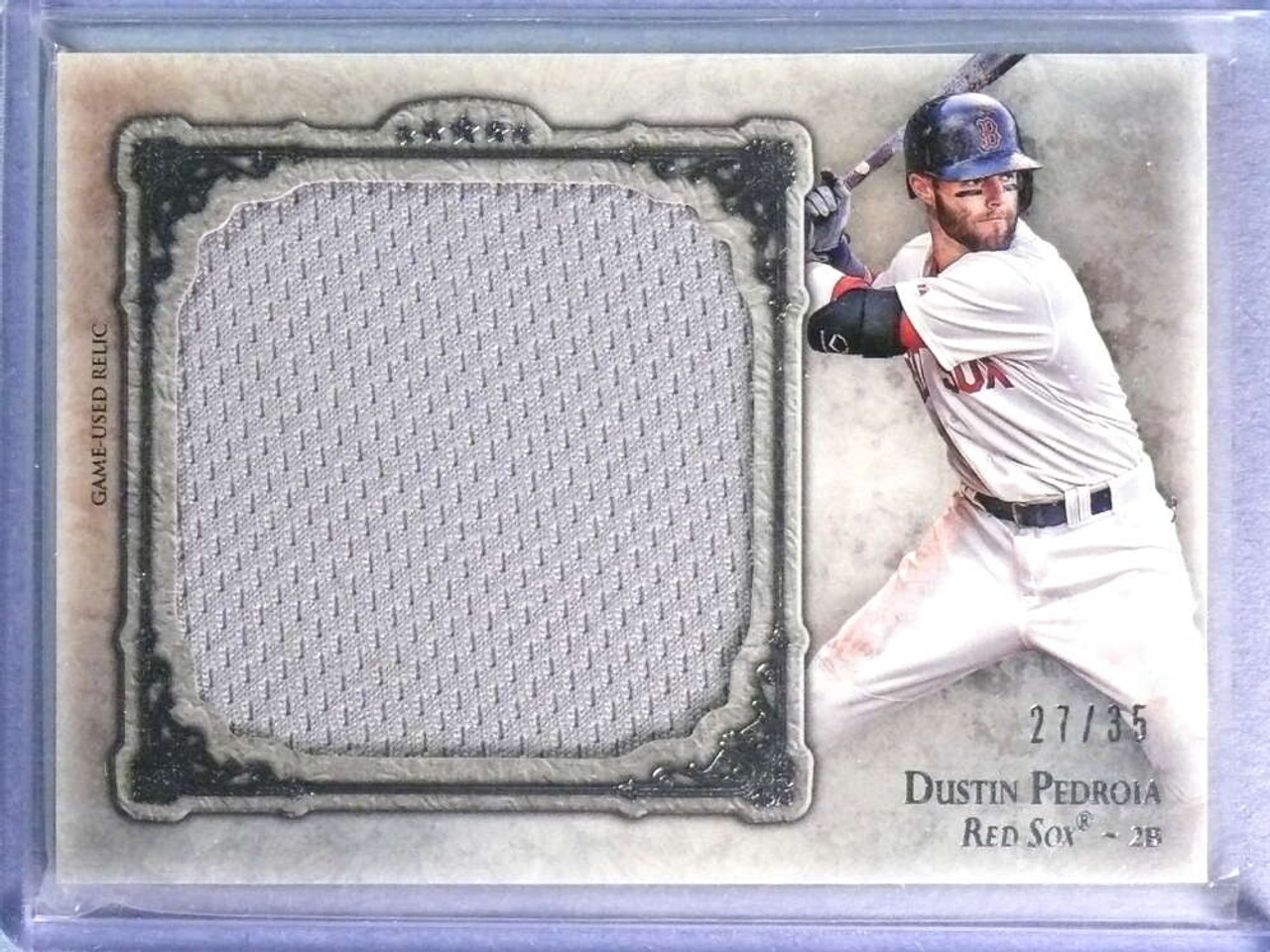 Dustin Pedroia player used bat patch baseball card (Boston Red