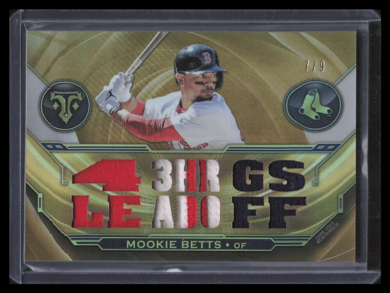 2019 Topps Triple Threads Relics Gold ttrmb2 Mookie Betts Jersey Patch 7/9  - Sportsnut Cards