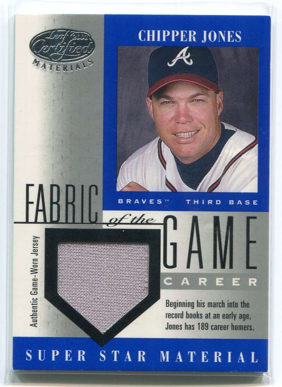 2001 Leaf Certified Fabric of the Game Career 62cr Chipper Jones Jersey  184/189 - Sportsnut Cards