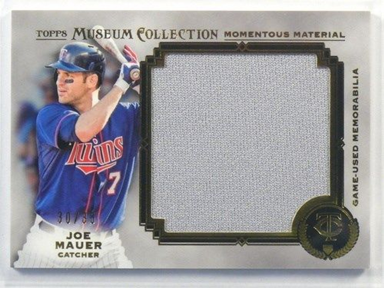 2013 Topps Museum Collection Joe Mauer jumbo jersey #D30/35 #MMJR