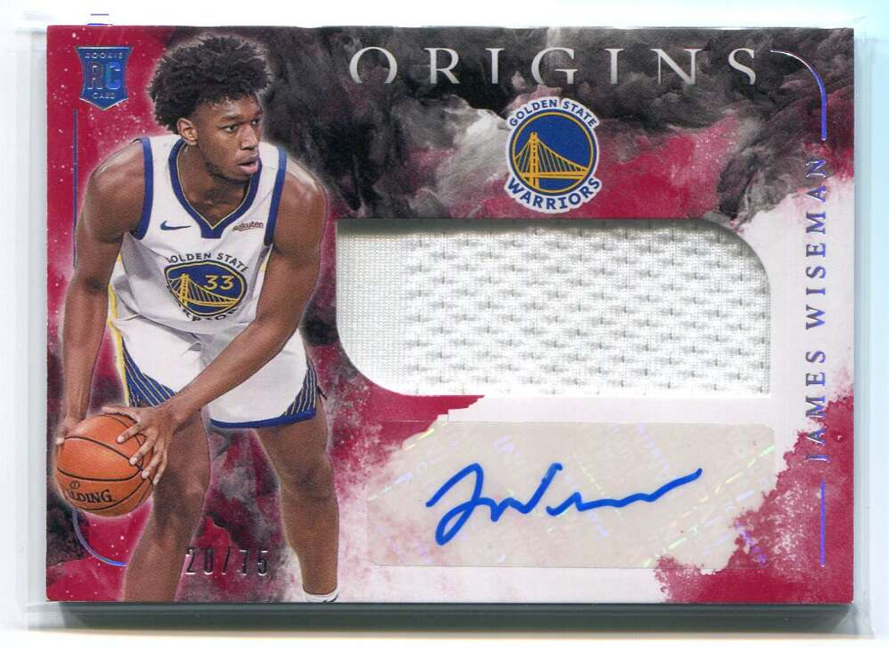 2020-21 Panini Origins Autographs Red 40 James Wiseman Rookie Jersey Auto  20/75