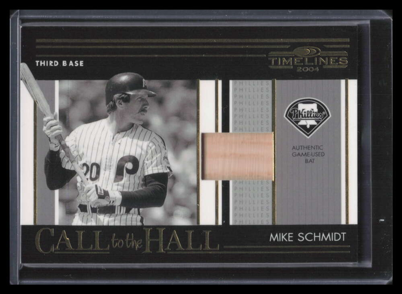 2004 Donruss World Series Blue Material Bat 75 Mike Schmidt Bat 26/50 -  Sportsnut Cards