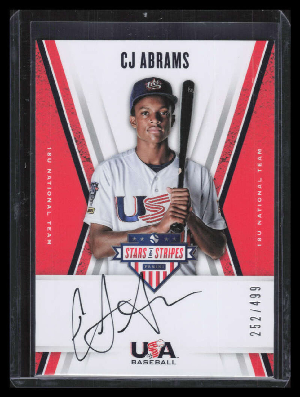 2019 USA Stars Stripes 18u Signatures Black Ink CJ Abrams Rookie Auto  252/499 - Sportsnut Cards