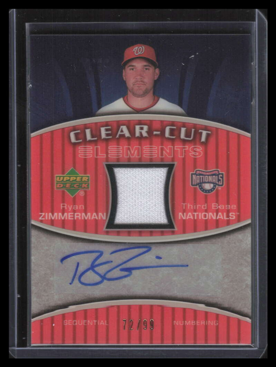 2007 Upper Deck Elements Clear Cut Gold RZ Ryan Zimmerman Jersey