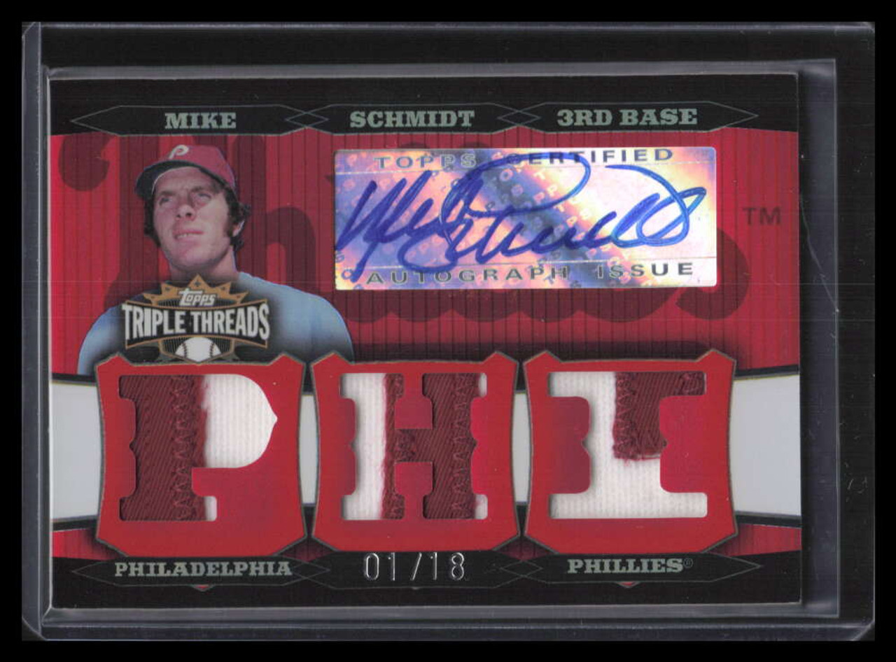 Mike Schmidt player worn jersey patch baseball card (Philadelphia