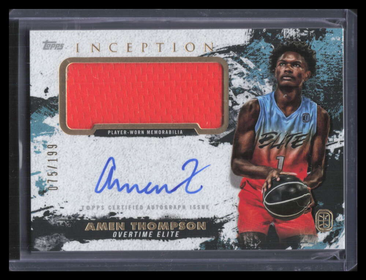 SOLD 130663 2021-22 Topps Inception Overtime Elite Amen Thompson Rookie  Jersey Auto 75/199