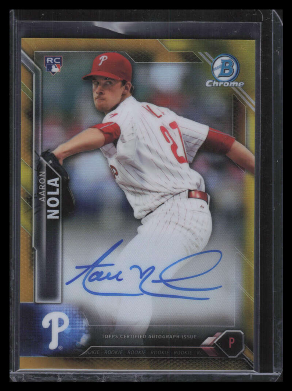 2016 Bowman Chrome Autographs Gold Refractor CRAAN Aaron Nola Rookie Auto  14/50 - Sportsnut Cards