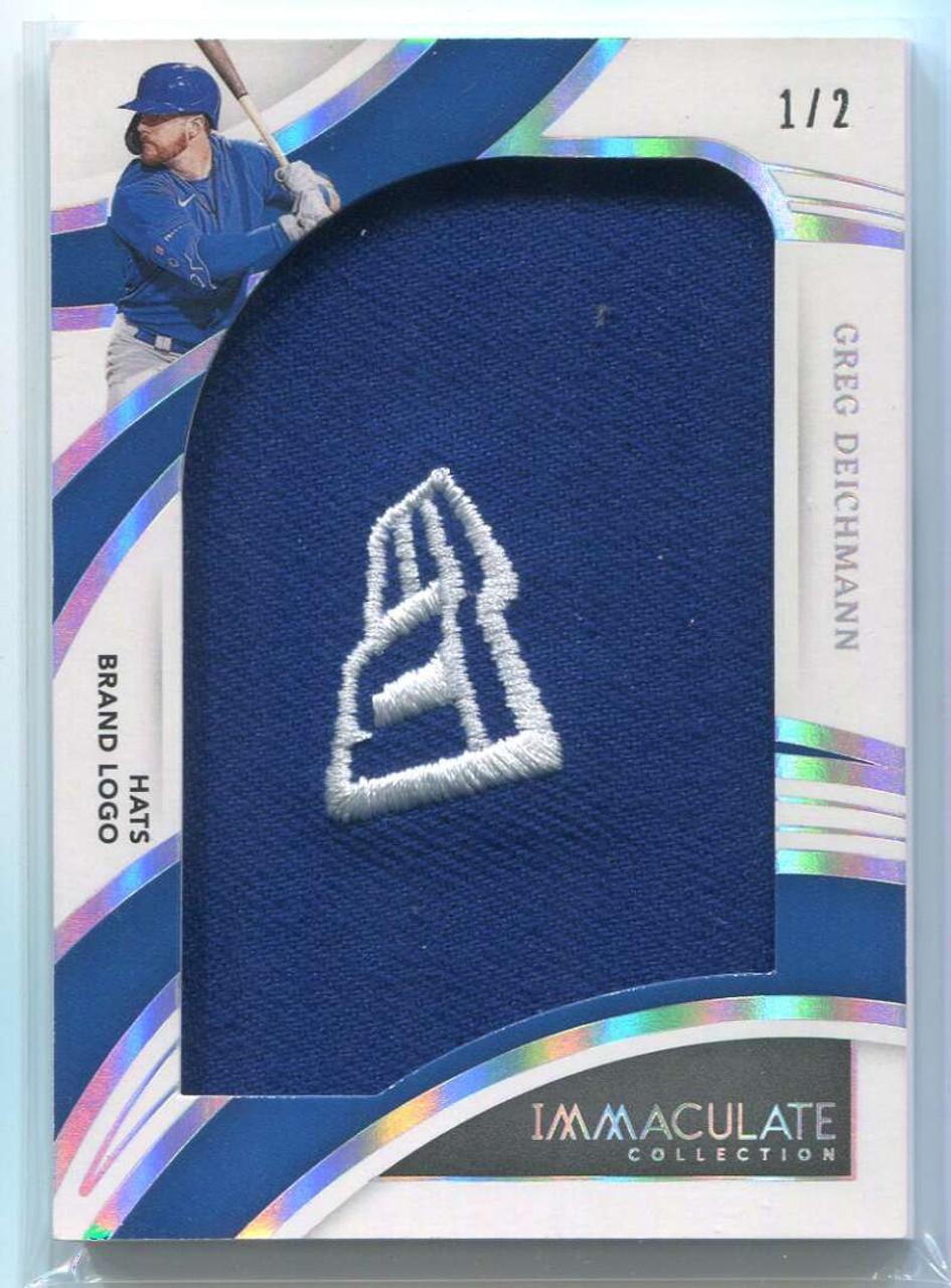 2022 Immaculate Hats Brand Greg Deichmann Rookie Jumbo New Era Logo Patch  1/2 - Sportsnut Cards