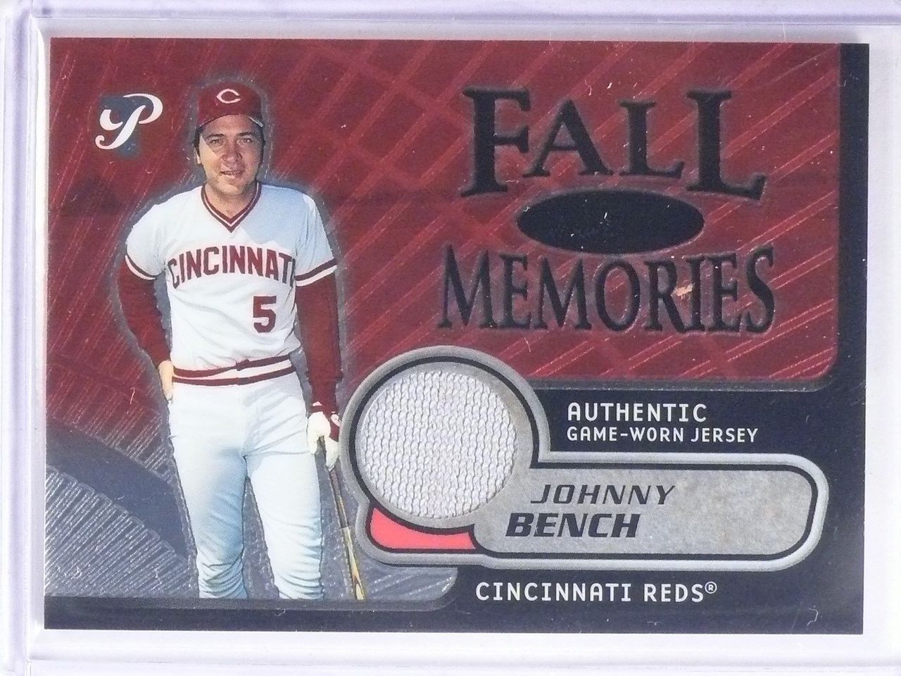 2002 Topps Pristine Fall Memories Johnny Bench Game Worn Jersey Patch  0123/1000