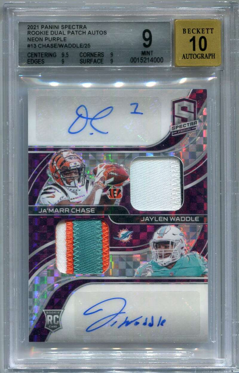 2021 Panini Spectra Purple Ja'Marr Chase Waddle Rookie Patch Auto