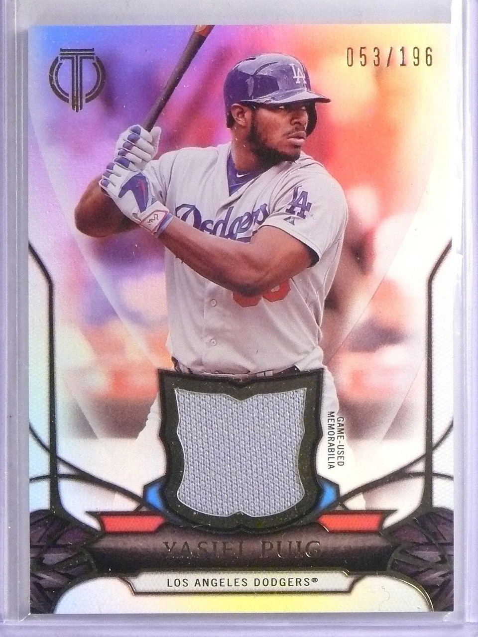 Yasiel Puig Game Worn Jersey Baseball Card