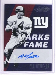 2017 Panini Asolute Marks Of Fame Y.A. Tittle autograph aiuto #D58/99 *71141