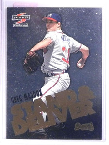 1997 Pinnacle Score Stand &amp; Deliver Greg Maddux #2 *71859