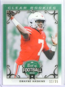 2019 Leaf Base Of Football Clear Rookies Green Dwayne Haskins Rookie #D/35 *80293