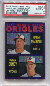 2013 Topps Heritage Chrome Purple Refractor hc94 Manny Machado Rookie PSA 10 GEM