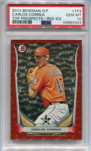 2014 Bowman Draft Prospects Red Ice tp3 Carlos Correa Rookie 88/150 PSA 10 GEM