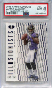 2018 Panini Illusions Illusionists Blue Lamar Jackson Rookie 52/149 PSA 10 GEM