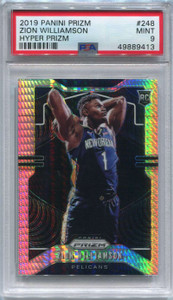 2019-20 Panini Prizm Prizms Hyper 248 Zion Williamson Rookie PSA 9 MINT