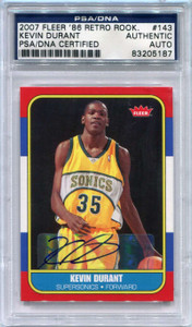 2007-08 Fleer 1986-87 Rookies 143 Kevin Durant Rookie Auto PSA DNA Certified