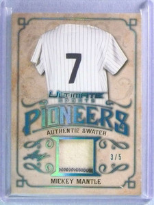 2019 Leaf Ultimate Sports Pioneers Platinum Mickey Mantle Jersey #3/5 #UP07