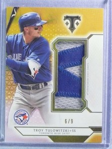 2018 Topps Triple Threads Unity Single Jumbo Gold Troy Tulowitzki Patch #6/9 