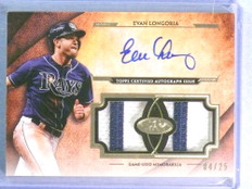 2017 Topps Tier One Dual Relics Evan Longoria Patch Jersey Autograph Auto #04/25