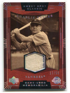 2004 Sweet Spot Classic Game Used Silver Rainbow Charlie Keller Jersey 17/50