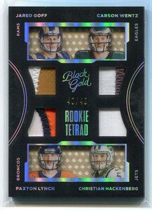 2016 Panini Black Gold Tetrad Hackenberg Lynch Goff Wentz RC Quad Patch 40/49