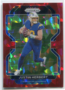 2021 Panini Prizm Prizms Red Ice Refractor 169 Justin Herbert