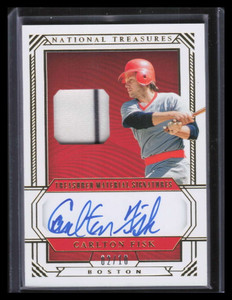 2019 Panini National Treasures Treasured Material Carlton Fisk Jersey Auto 2/10