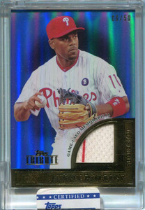 2012 Topps Tribute to the Stars Relics Blue JRO Jimmy Rollins Jersey 6/50