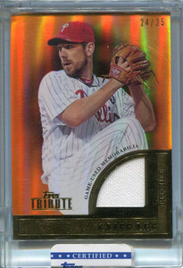2012 Topps Tribute to the Stars Relics Orange CL Cliff Lee Jersey 24/25