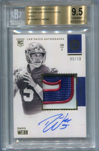 2017 Panini Encased Cap Autographs Gold Davis Webb RC Patch Auto 5/10 BGS 9.5 10