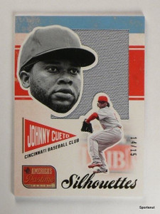 2013 America's Pastime Johnny Cueto Jumbo Jersey Silhouettes #d14/15