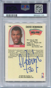 1989-90 Hoops 138 David Robinson Rookie SP PSA/DNA Certified Autograph 10 GEM MT