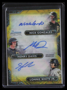 2022 Bowman Sterling Canary Diamond Refractor White Gonzales Davis RC Auto 3/3