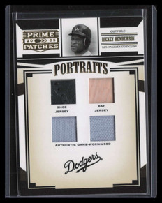 2005 Prime Patches Portraits Swatch Rickey Henderson Quad Bat Jersey Shoe 51/125